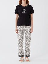 Ensemble Pyjama Femme Noir & Pantalon Floral Écru