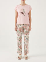 Ensemble Pyjama Femme Rose à Motif Botanique & Pantalon Tropical