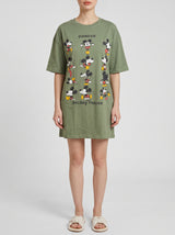 Robe de Nuit Femme Oversize Kaki à Motif Cartoon