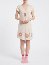Robe de Nuit Femme Écrue à Motif Love