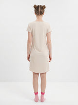 Robe de Nuit Femme Écrue à Motif Love