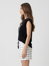 Ensemble Pyjama Femme Noir Kindness & Short à Carreaux