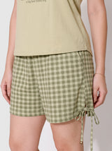 Ensemble Pyjama Femme Kaki à Motif Love & Short à Carreaux