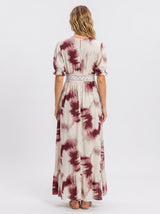 Robe Longue Femme Tie-Dye Bordeaux - Coupe Fluide