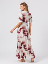 Robe Longue Femme Tie-Dye Bordeaux - Coupe Fluide