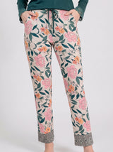 Ensemble Pyjama Femme Vert Forêt Boutonné & Pantalon Fleuri