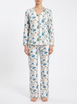 Ensemble Pyjama Femme Floral Bleu - Chemise & Pantalon