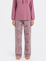 Ensemble Pyjama Femme Mauve Boutonné & Pantalon Cachemire