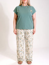 Ensemble Pyjama Femme Grande Taille Vert Sauge & Pantalon Fleuri