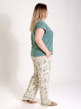 Ensemble Pyjama Femme Grande Taille Vert Sauge & Pantalon Fleuri