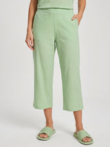 Ensemble Pyjama Femme Vert Amande Côtelé & Pantacourt Uni
