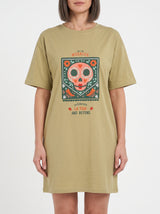 Robe de Nuit Femme Oversize Kaki à Motif Graphique