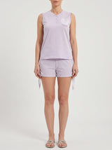 Ensemble Pyjama Femme Lilas & Short Micro-Imprimé