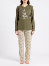 Ensemble Pyjama Femme Kaki Choose Joy & Pantalon Fleuri