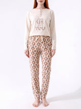 Ensemble Pyjama Femme Écru Miss You & Pantalon Géométrique