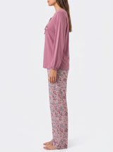 Ensemble Pyjama Femme Mauve Boutonné & Pantalon Cachemire
