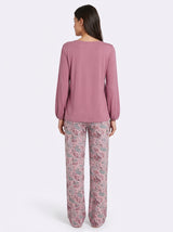 Ensemble Pyjama Femme Mauve Boutonné & Pantalon Cachemire