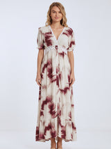 Robe Longue Femme Tie-Dye Bordeaux - Coupe Fluide