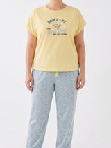 Ensemble Pyjama Femme Grande Taille Jaune & Pantalon Fleuri Bleu