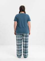 Ensemble Pyjama Femme Grande Taille Bleu Pétrole & Pantalon Carreaux