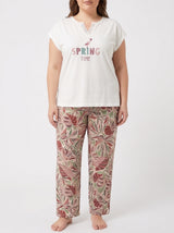 Ensemble Pyjama Femme Grande Taille Spring Écru & Pantalon Floral