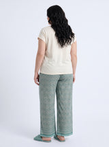 Ensemble Pyjama Femme Grande Taille Beige & Pantalon Paisley Sauge