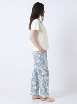 Ensemble Pyjama Femme Grande Taille Écru & Pantalon Floral Bleu