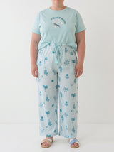 Ensemble Pyjama Femme Grande Taille Aqua & Pantalon Fleuri