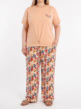 Ensemble Pyjama Femme Grande Taille Pêche & Pantalon Géométrique