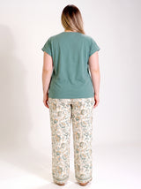 Ensemble Pyjama Femme Grande Taille Vert Sauge & Pantalon Fleuri