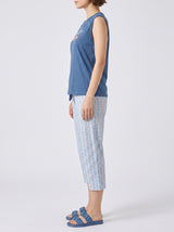 Ensemble Pyjama Femme Bleu & Pantacourt Imprimé Clair