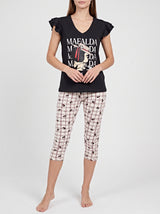 Ensemble Pyjama Femme Mafalda Noir & Pantacourt à Carreaux