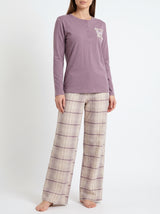 Ensemble Pyjama Femme Mauve & Pantalon à Carreaux
