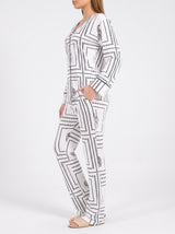 Ensemble Pyjama Femme Géométrique Noir & Blanc - Chemise & Pantalon