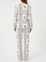 Ensemble Pyjama Femme Géométrique Noir & Blanc - Chemise & Pantalon