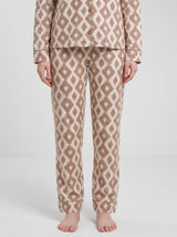 Ensemble Pyjama Femme Géométrique Beige - Chemise & Pantalon
