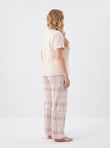 Ensemble Pyjama Femme Grande Taille Écru & Pantalon Carreaux Pastel