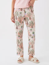 Ensemble Pyjama Femme Rose à Motif Botanique & Pantalon Tropical
