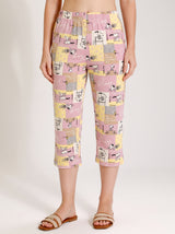 Ensemble Pyjama Femme Jaune à Motif Cartoon & Pantacourt Rose