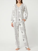 Ensemble Pyjama Femme Géométrique Noir & Blanc - Chemise & Pantalon