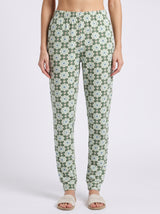 Ensemble Pyjama Femme Vert à Motif Lapin & Pantalon Fleuri
