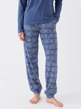 Ensemble Pyjama Femme Marine à Motifs Smiley & Pantalon Imprimé
