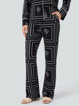 Ensemble Pyjama Femme Géométrique Noir & Blanc - Chemise & Pantalon