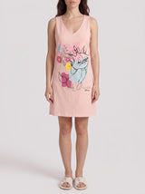 Robe de Nuit Femme Oversize Rose à Motif Chat