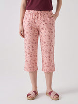 Ensemble Pyjama Femme Bordeaux & Pantacourt Fleuri Rose