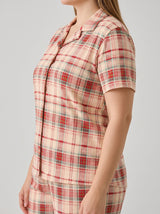 Ensemble Pyjama Femme Grande Taille Carreaux Rose - Confort Coton