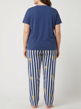 Ensemble Pyjama Femme Grande Taille Marine & Pantalon Rayé