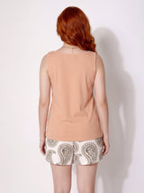 Ensemble Pyjama Femme Pêche & Short Motif Cachemire