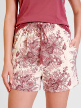 Ensemble Pyjama Femme Bordeaux Dentelle & Short Floral