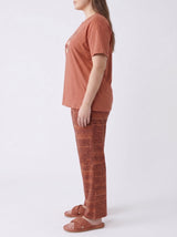 Ensemble Pyjama Femme Grande Taille Terracotta & Pantalon Ton Sur Ton